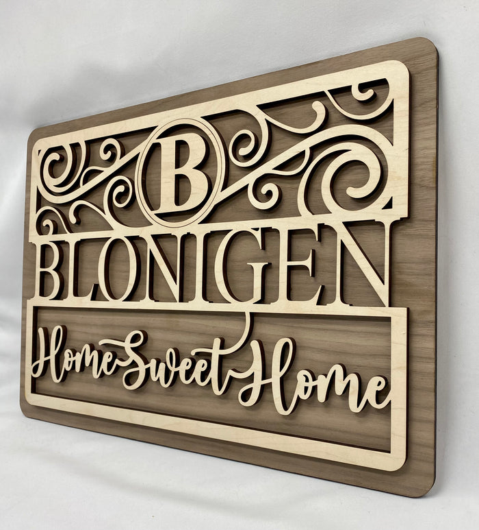 Personalized family sign, personalized wood sign monogram sign, home sweet home