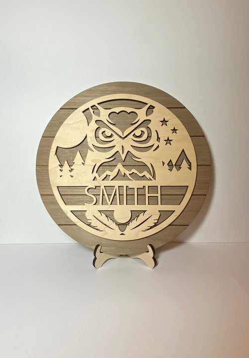 Personalized owl sign, personalized wood sign home decor