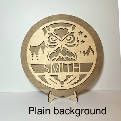 Personalized owl sign, personalized wood sign home decor