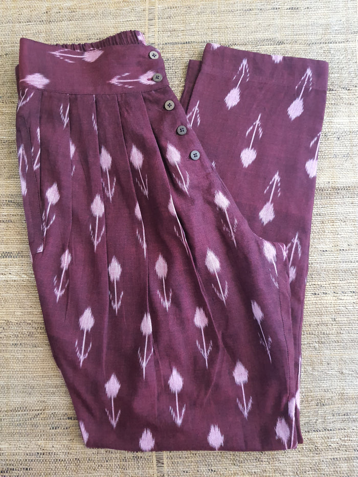 Pinwheel Pants - Maroon Ikkat