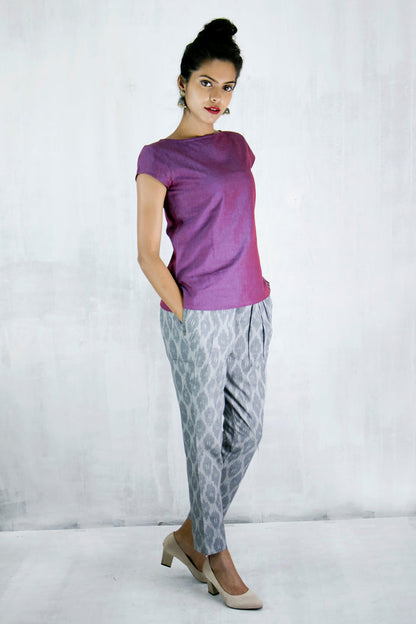Pinwheel Pants - Maroon Ikkat