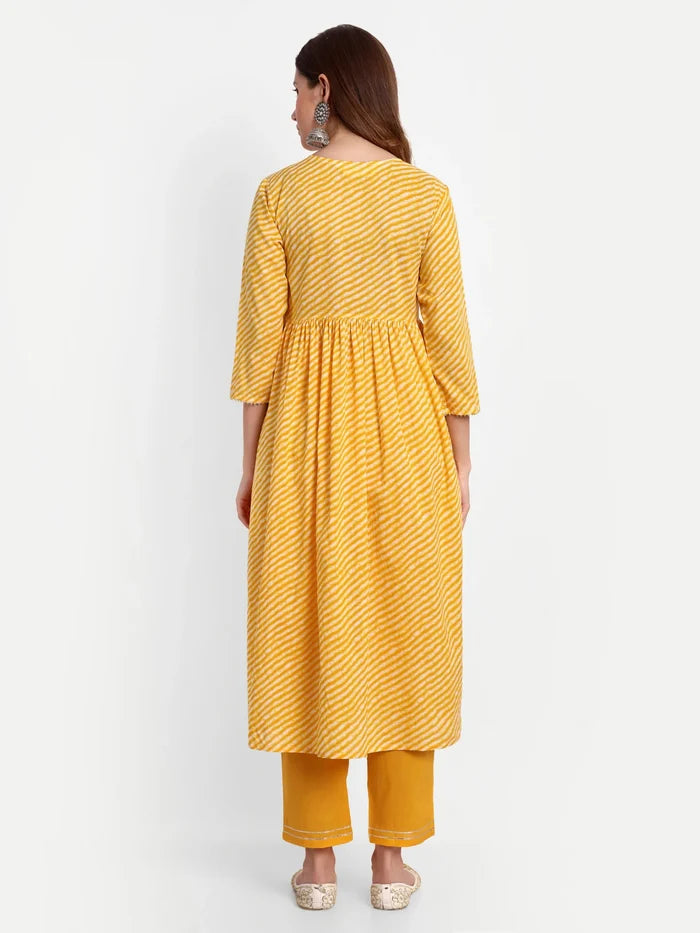 Printed Alia Cut Cotton Kurti Set