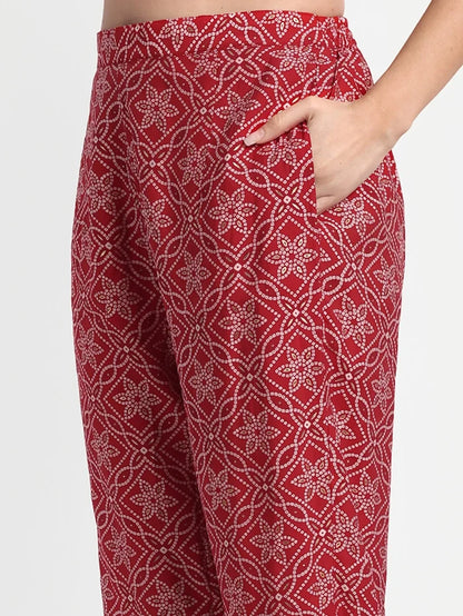 Printed Bandhani Top With Trousers