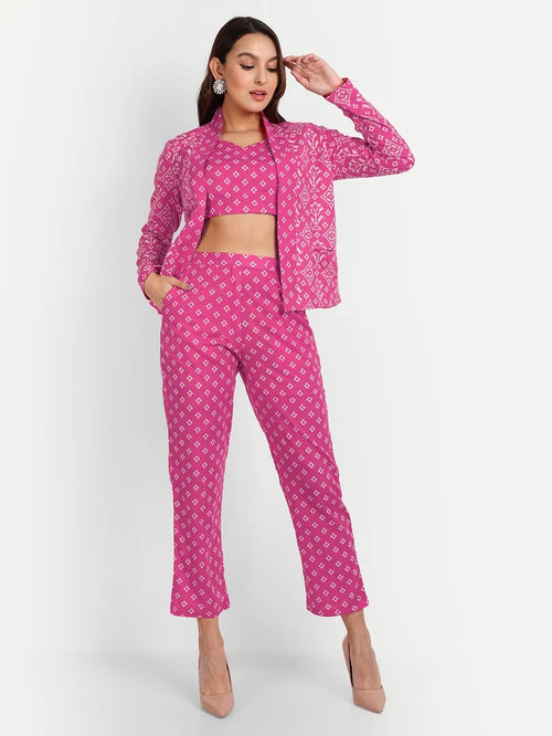 Printed Blazer Co-Ord Sets in Pure Cotton Coat Paint