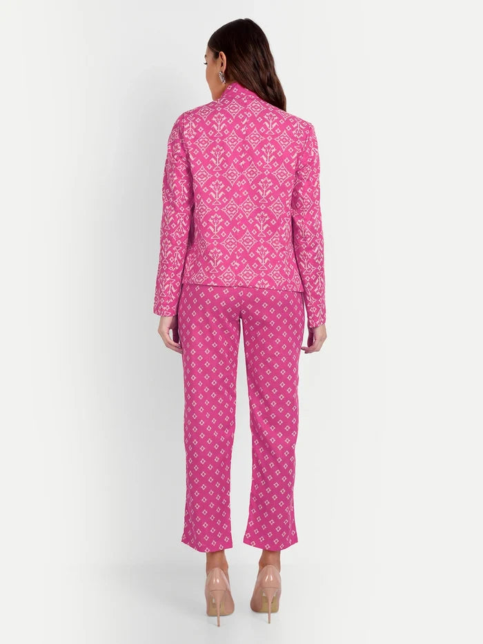 Printed Blazer Co-Ord Sets in Pure Cotton Coat Paint