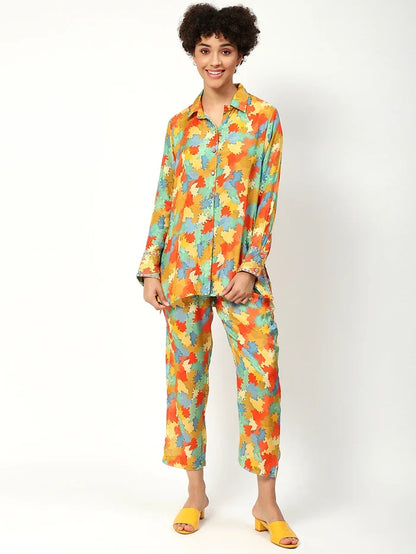 Printed Cord Set in Multicolor Muslin