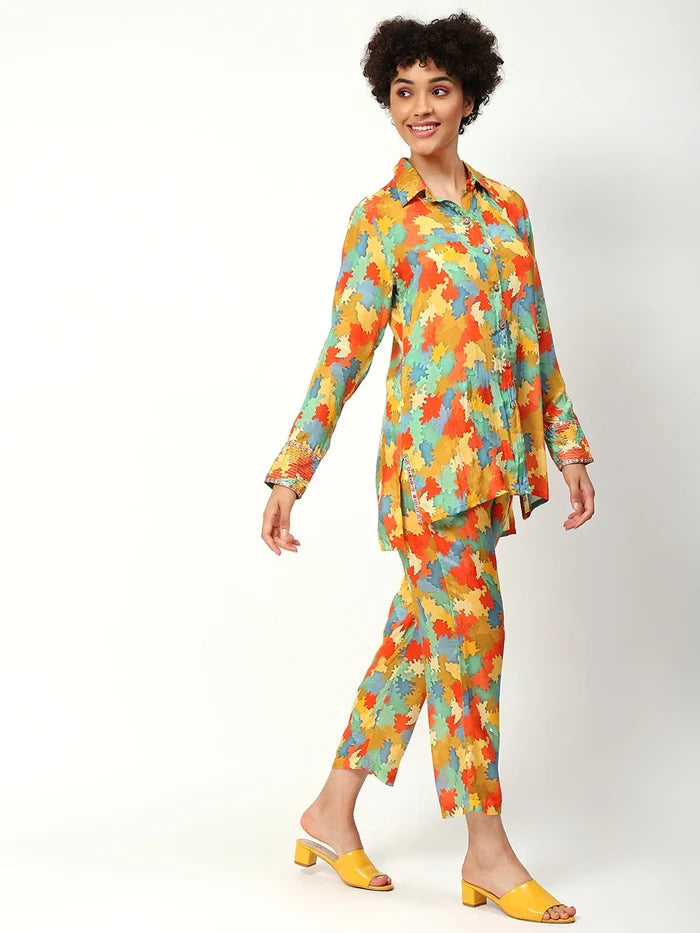 Printed Cord Set in Multicolor Muslin