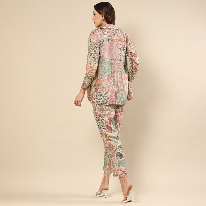 Printed Cotton Silk Co-ord Set with Jacket