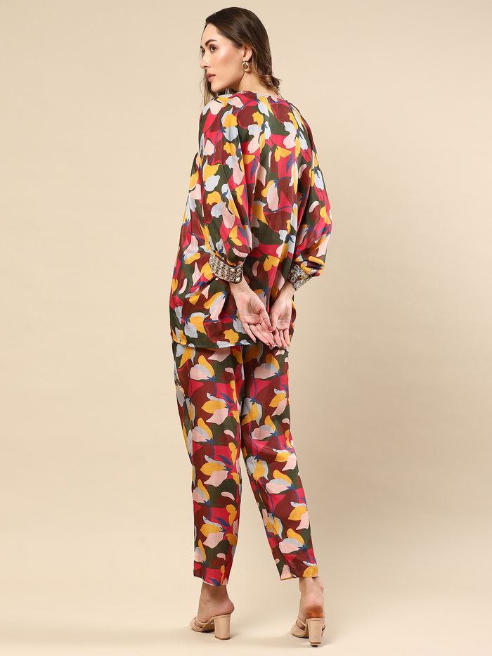 Printed Cotton Silk Multicolor Co-Ord Set