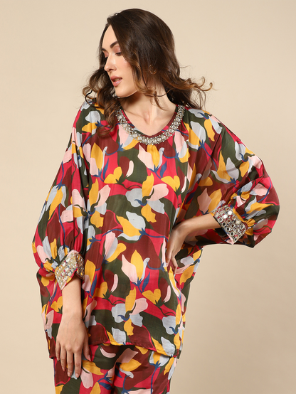Printed Cotton Silk Multicolor Co-Ord Set