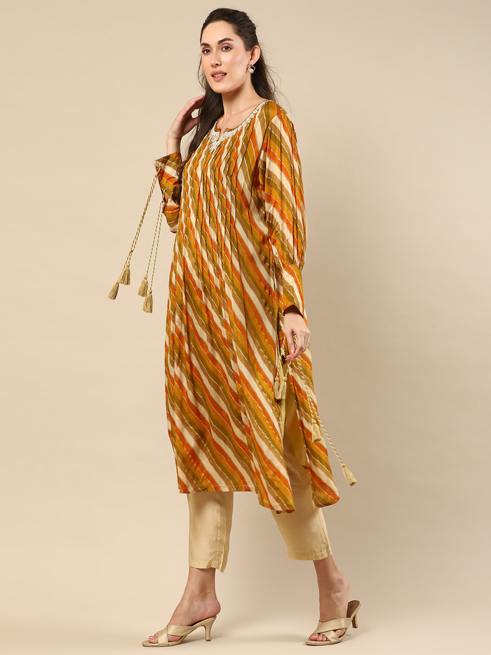 Printed Lenzing Silk Kurta with Muslin Pant