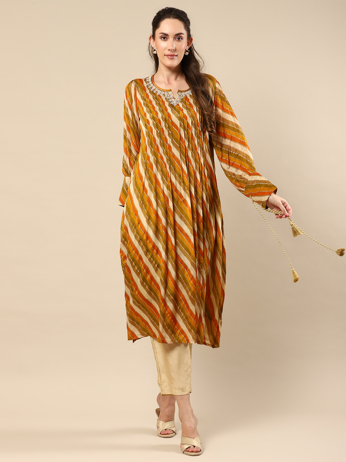 Printed Lenzing Silk Kurta with Muslin Pant