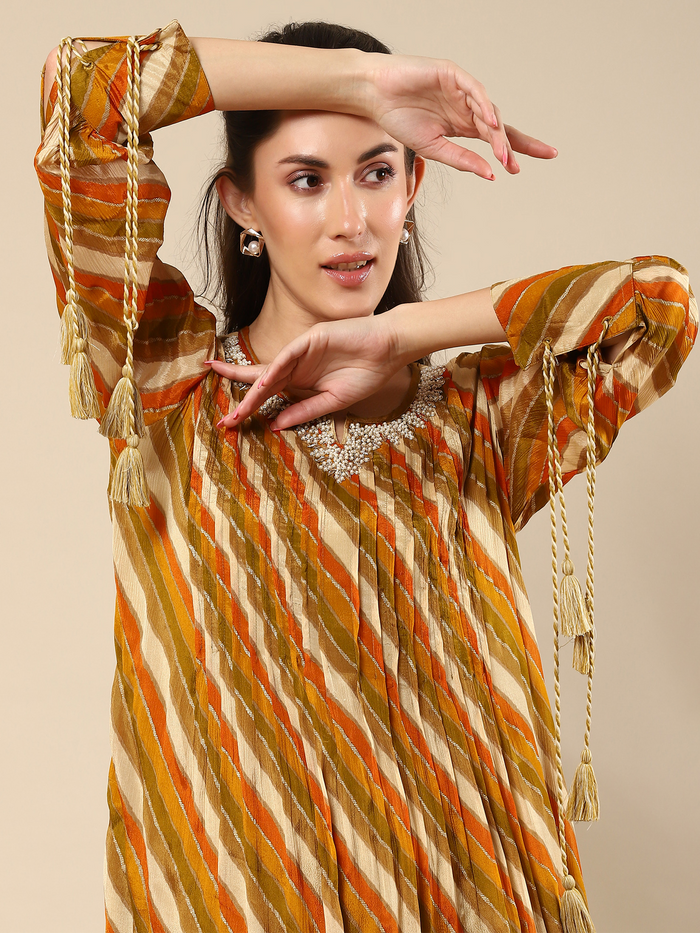 Printed Lenzing Silk Kurta with Muslin Pant