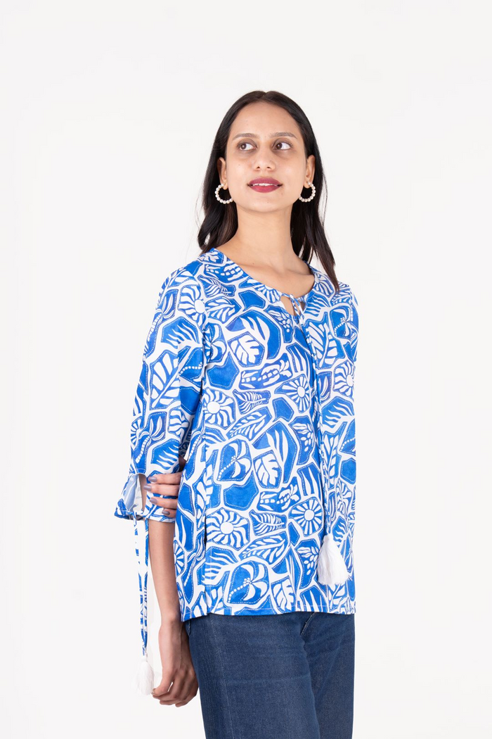 Printed Top with Tassel