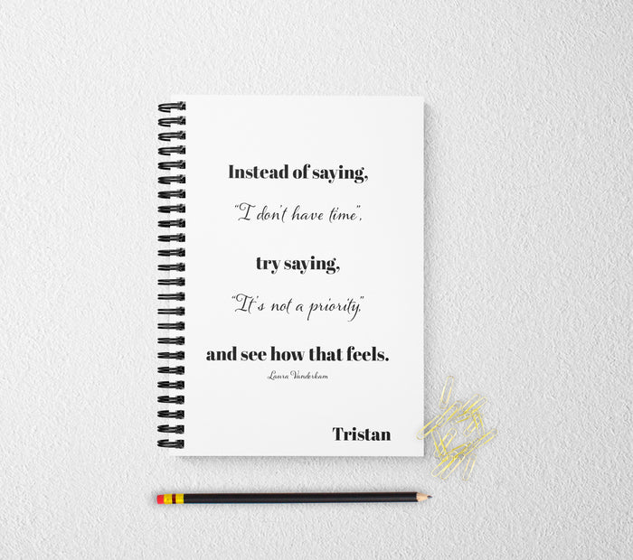 Priorities inspirational personalized notebook personalized custom journal personalized journal gift
