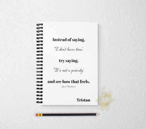 Priorities inspirational personalized notebook personalized custom journal personalized journal gift