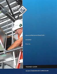 Blue cover of Advanced Mechanical Study Guide 2nd Edition showing a construction worker inspecting HVAC equipment