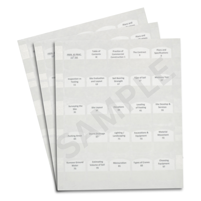 Sample pages showing the PSI Mississippi Glass, Glazing, Windows & Skylights Contractor exam study guide contents and topics overview