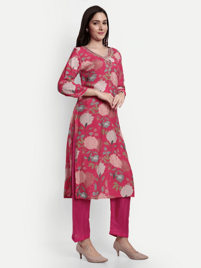 Pure Cotton Floral Printed Kurta Set
