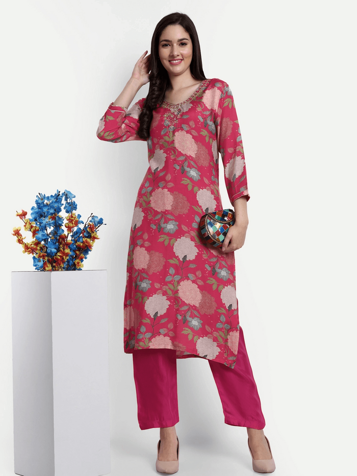Pure Cotton Floral Printed Kurta Set