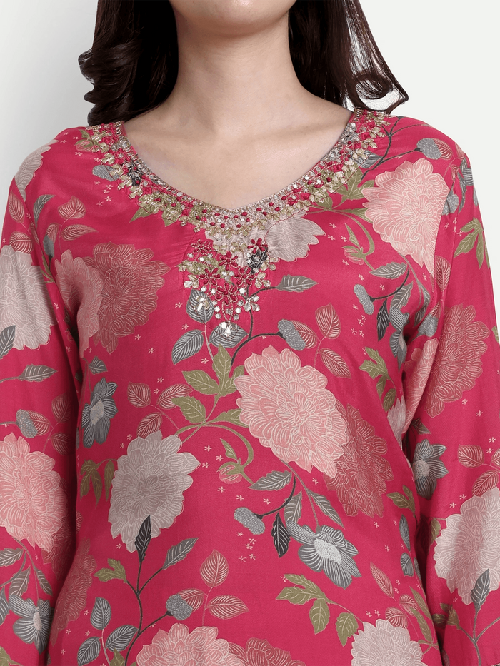 Pure Cotton Floral Printed Kurta Set