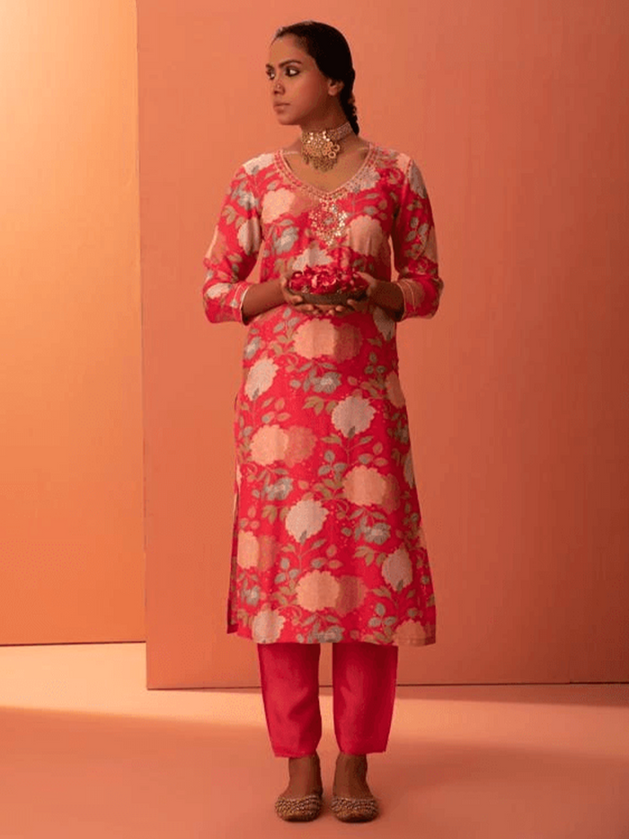 Pure Cotton Floral Printed Kurta Set