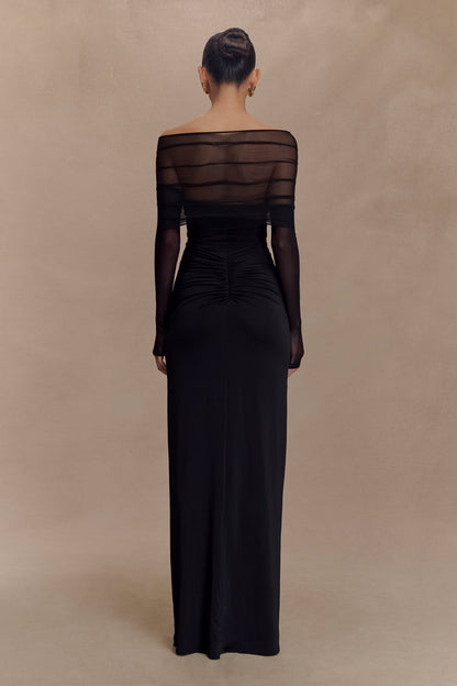 Rafaella Slinky And Mesh Maxi Dress - Black