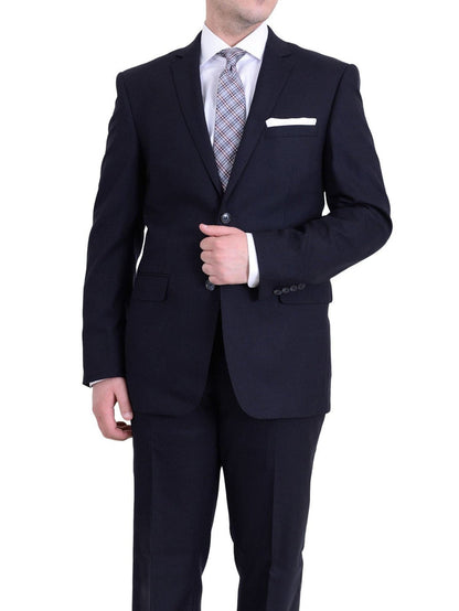Raphael TWO PIECE SUITS Raphael Slim Fit Navy Blue Textured Two Button Wool Suit
