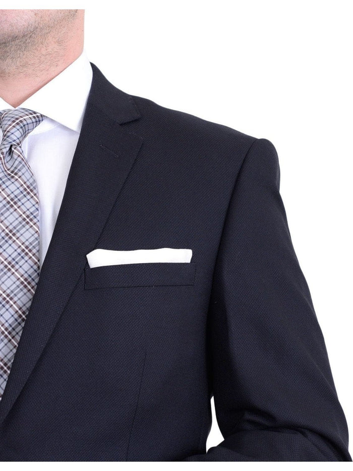 Raphael TWO PIECE SUITS Raphael Slim Fit Navy Blue Textured Two Button Wool Suit