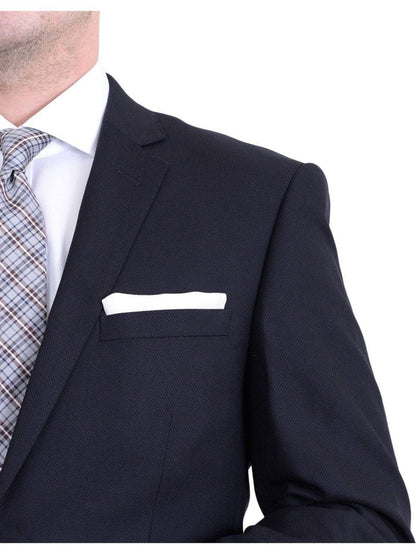 Raphael TWO PIECE SUITS Raphael Slim Fit Navy Blue Textured Two Button Wool Suit