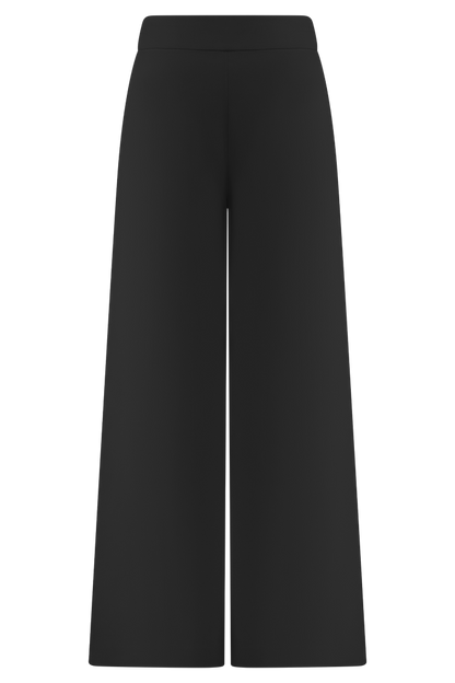 Raya Mid Rise Wide Leg Linen Pant - Black