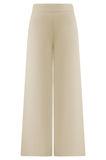 Raya Mid Rise Wide Leg Linen Pant - Natural Beige
