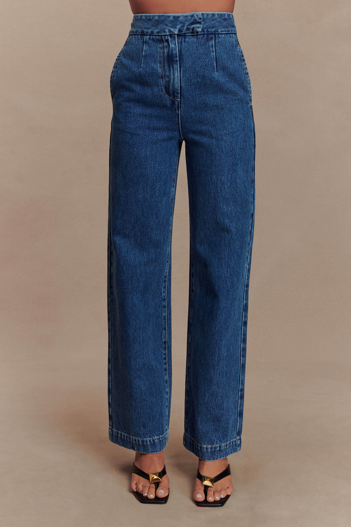 Rayne Wide Leg Denim Jeans - 90'S Blue