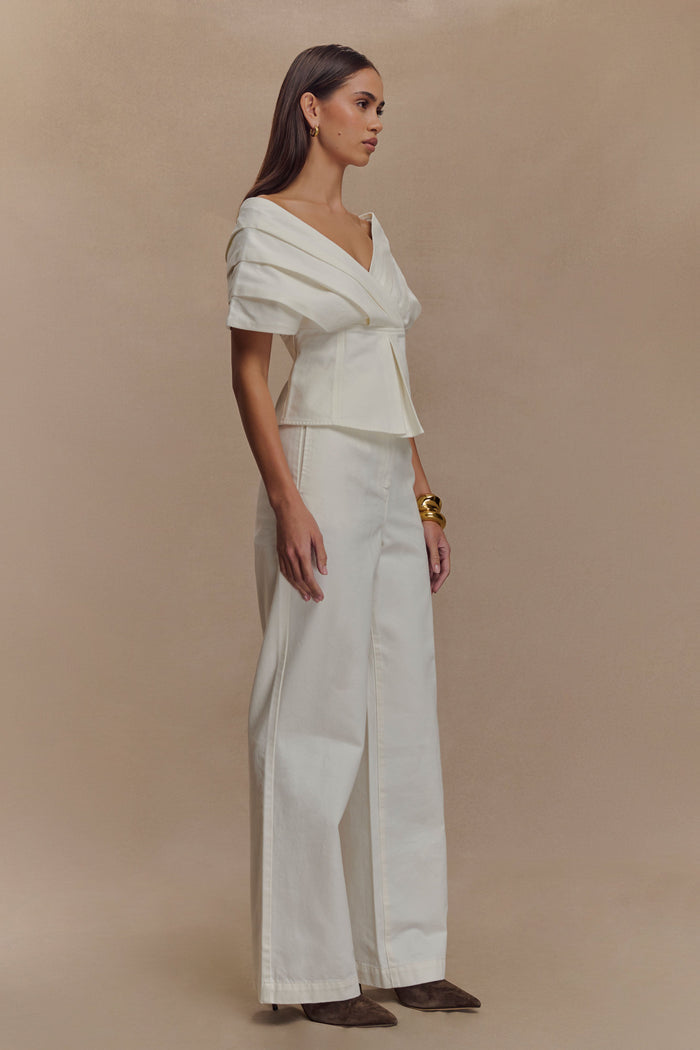 Rayne Wide Leg Denim Jeans - White