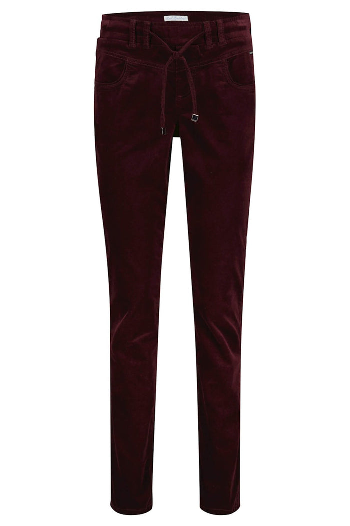 Red Button SRB4052 Tessy Aubergine Red Velvet Pull-On Trousers - Dotique