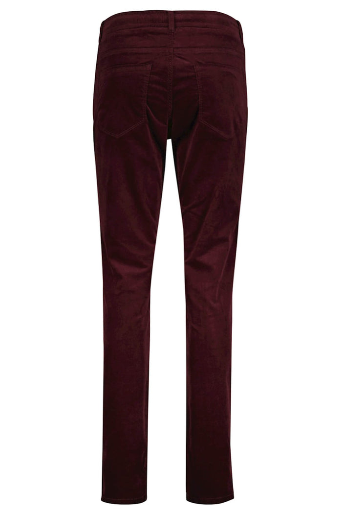 Red Button SRB4052 Tessy Aubergine Red Velvet Pull-On Trousers - Dotique