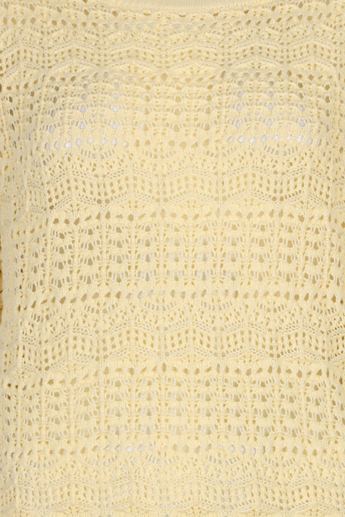 Close-up of open-knit texture on Red Button SRB4895 Sweet Ajour Butter Yellow, shop Red Button at Dotique spring knitwear