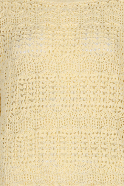 Close-up of open-knit texture on Red Button SRB4895 Sweet Ajour Butter Yellow, shop Red Button at Dotique spring knitwear