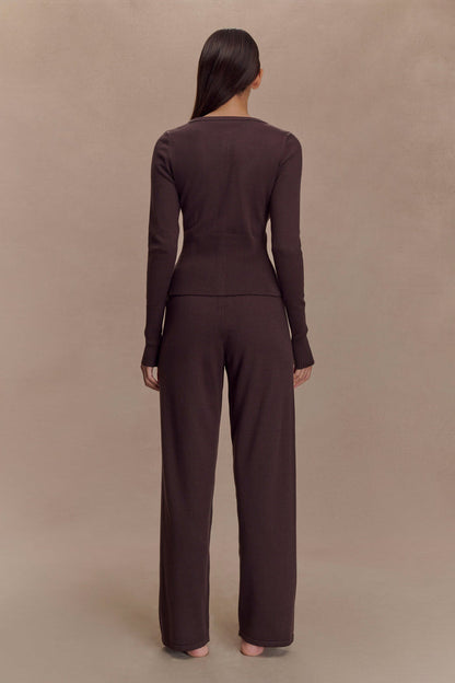 Reese Fitted Knit Cardigan - Dark Chocolate