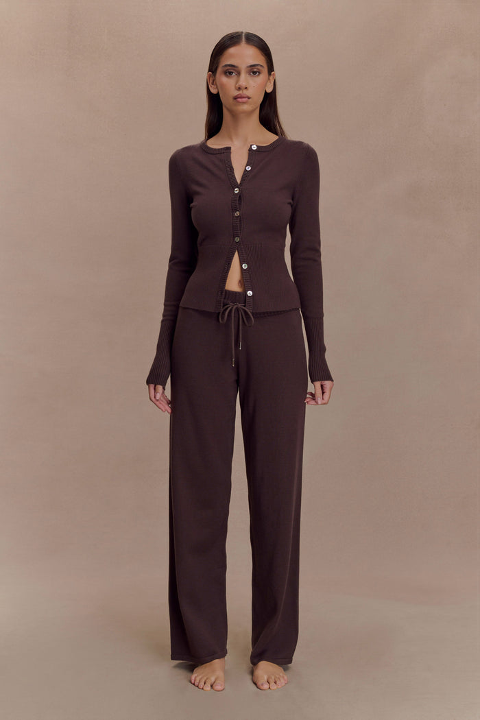 Reese Fitted Knit Cardigan - Dark Chocolate