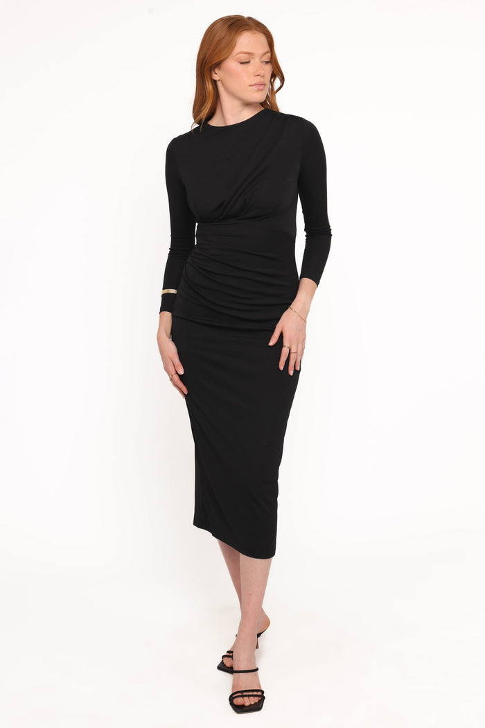 Petal and Pup USA DRESSES Rogan Long Sleeve Maxi Dress - Black