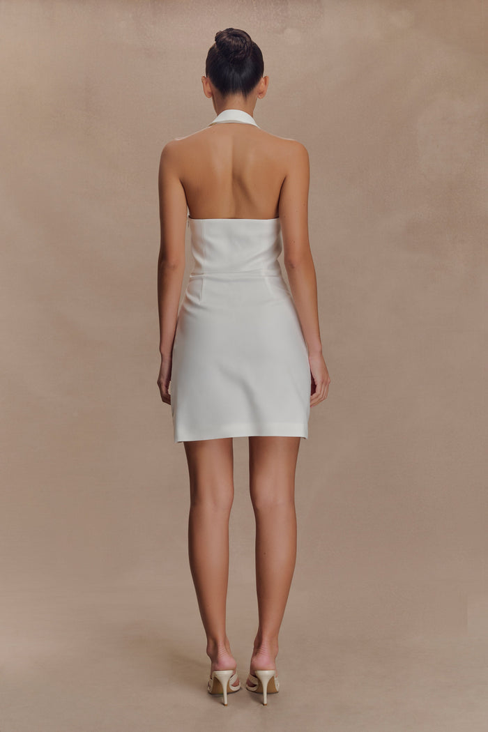 Ruth Cotton Halter Mini Dress - Ivory