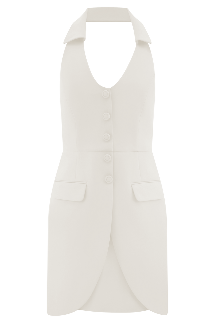Ruth Cotton Halter Mini Dress - Ivory