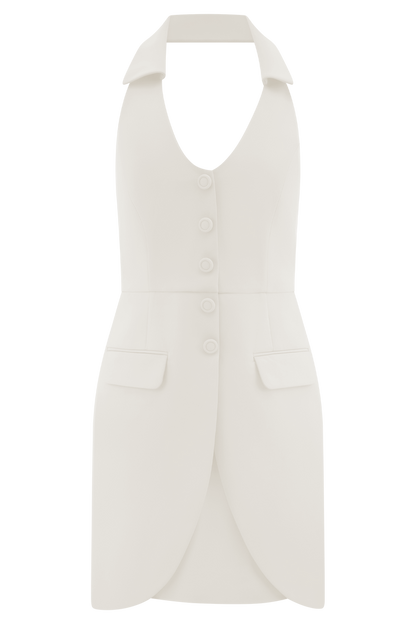 Ruth Cotton Halter Mini Dress - Ivory