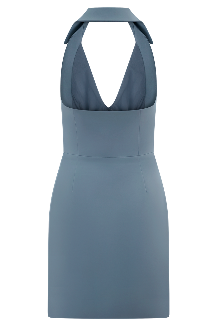 Ruth Cotton Halter Mini Dress - Ocean Blue