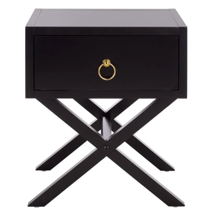 Sadie Wood Nightstand in Black
