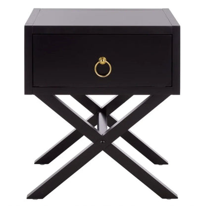 Sadie Wood Nightstand in Black