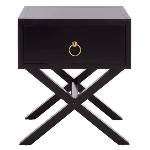 Sadie Wood Nightstand in Black