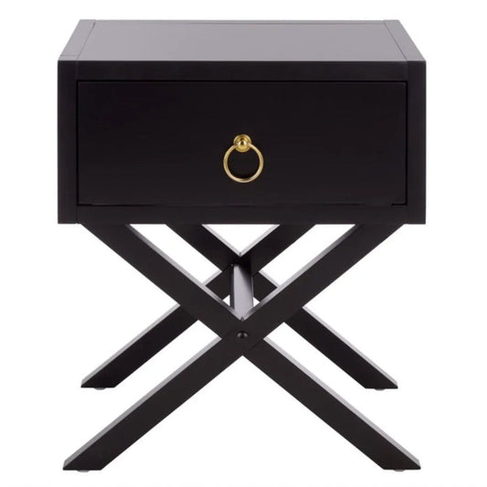 Sadie Wood Nightstand in Black