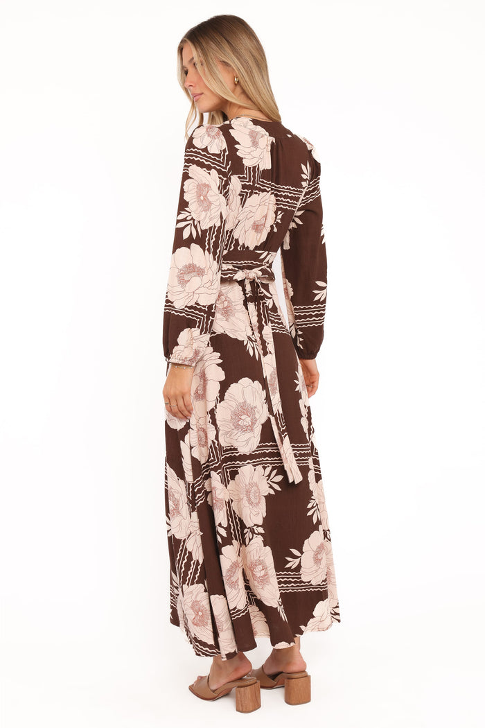Petal and Pup USA DRESSES Safia Midi Dress - Brown Floral